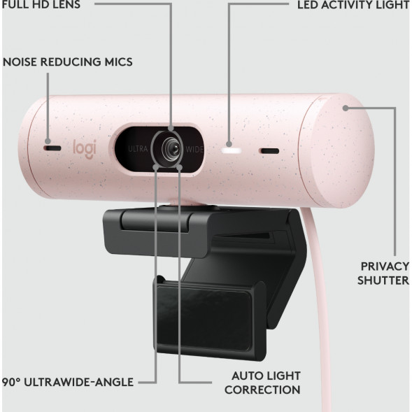 Веб-камера Logitech Brio 500, розовый в Орле
