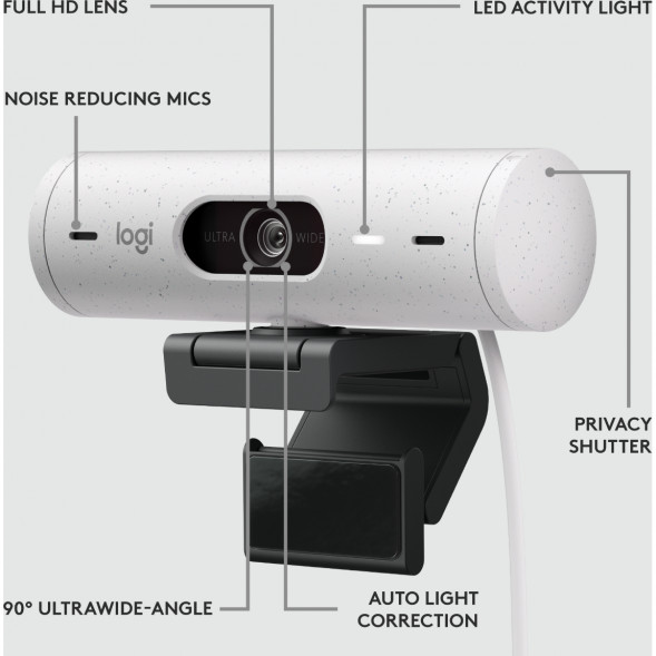 Веб-камера Logitech Brio 500, белый в Орле