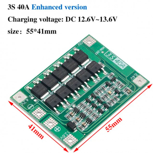 Плата защиты аккумулятора BMS 3S 40A 12.6 для Li-ion в Орле