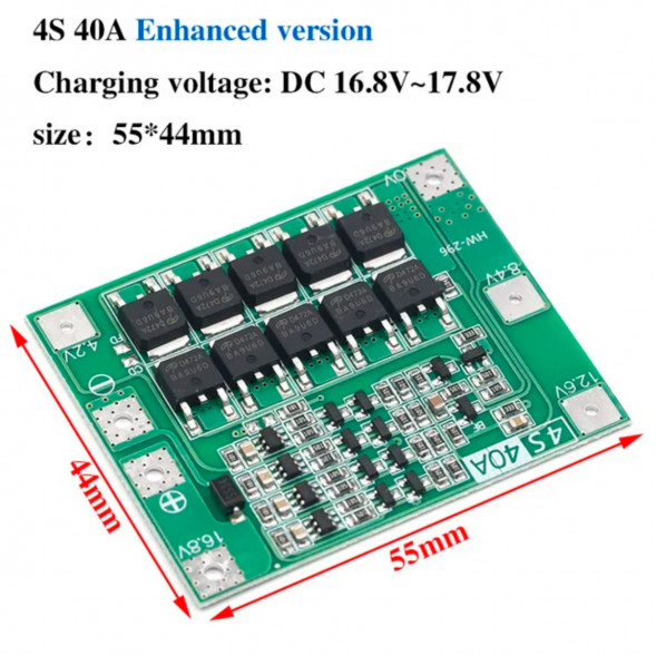 Плата защиты аккумулятора BMS 4S 40A 16.8 для Li-ion в Орле